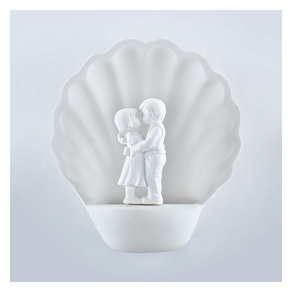 White Couple Wall Light with Shell Romantic
Plaster Sconce Lighting in White for Study Room