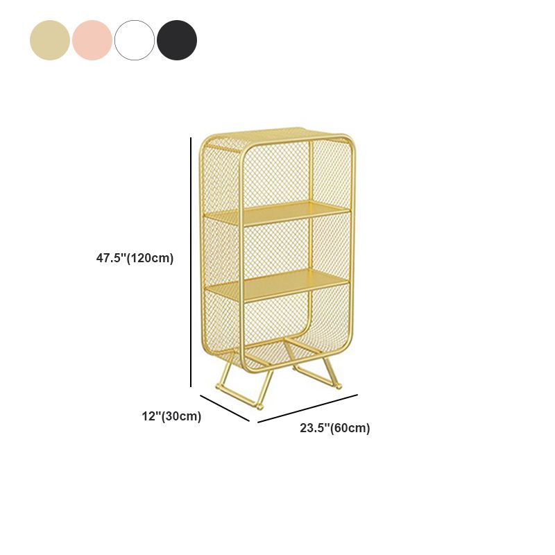 Glam Metal Bookshelf Closed Back with Shelves Bookcase Vertical