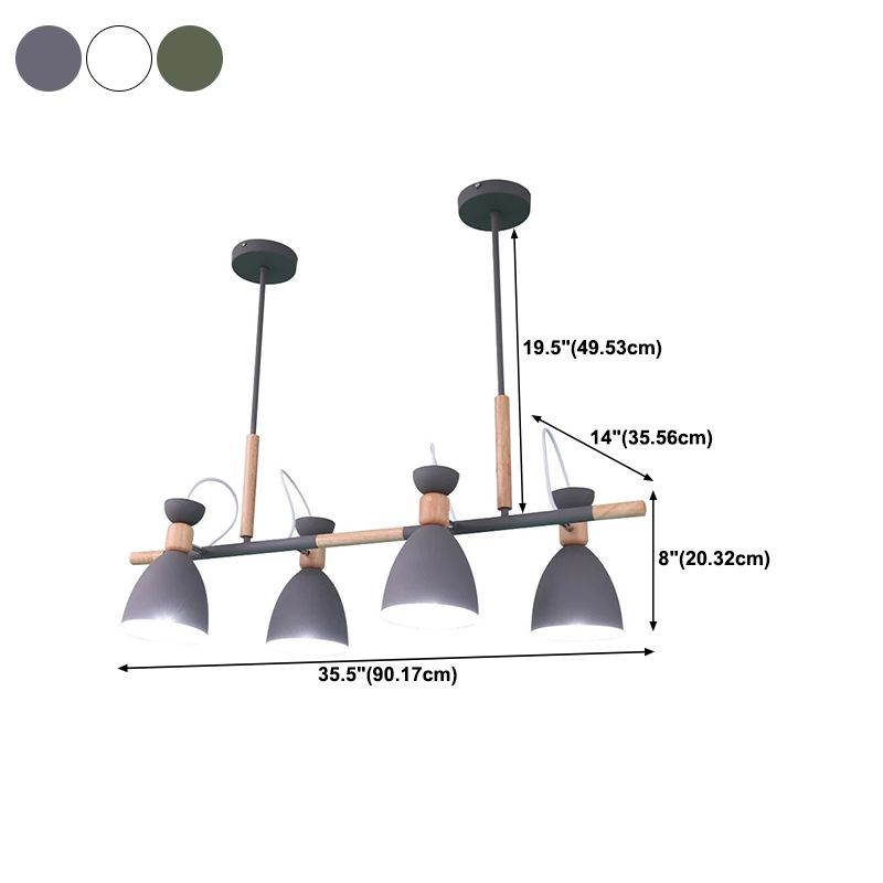 Modern Style Linear Shape Island Lights Metal 4 Lights Pendant Light for Living Room