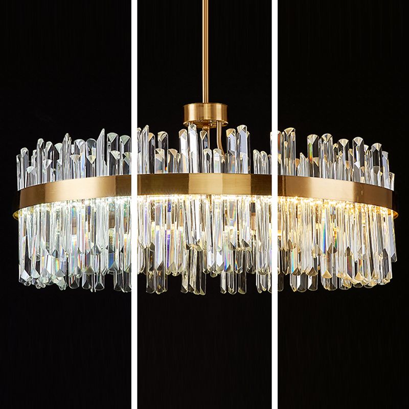 Round Shape Hanging Lights Crystal LED Chandelier in Gold for Living Room