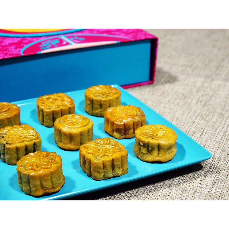 Tasty Mooncake Dessert Mildew Resistant Mural Wallpaper for Baking Shop