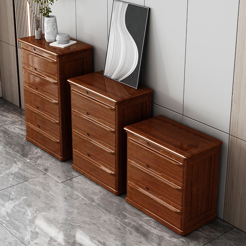 16.9" W Brown Storage Chest Dresser Walnut Vertical Storage Chest with Drawers