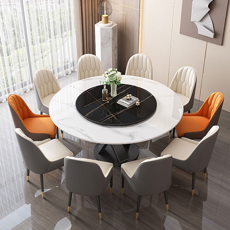 Modern Round Table Sintered Stone Dining Table with Turntable for Home