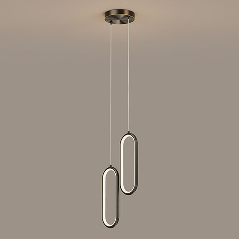 Linear Shape Hanging Light Modern Style Metal Hanging Lighting for Bedside