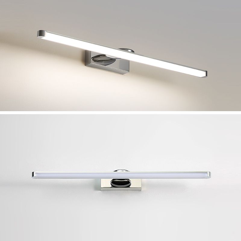 Modern Vanity Lighting Metal Wall Light Fixture in Silver for Bathroom