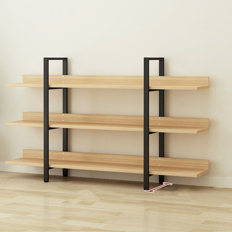 Contemporary Metal and Wooden Bookshelf Open Shelf Bookcase with Shelves