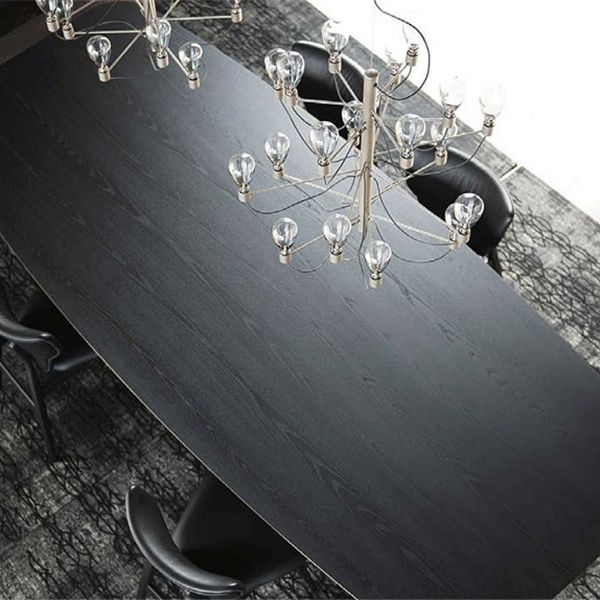 Mesa de comedor industrial de metal Mesa superior de madera maciza con base de pedestal