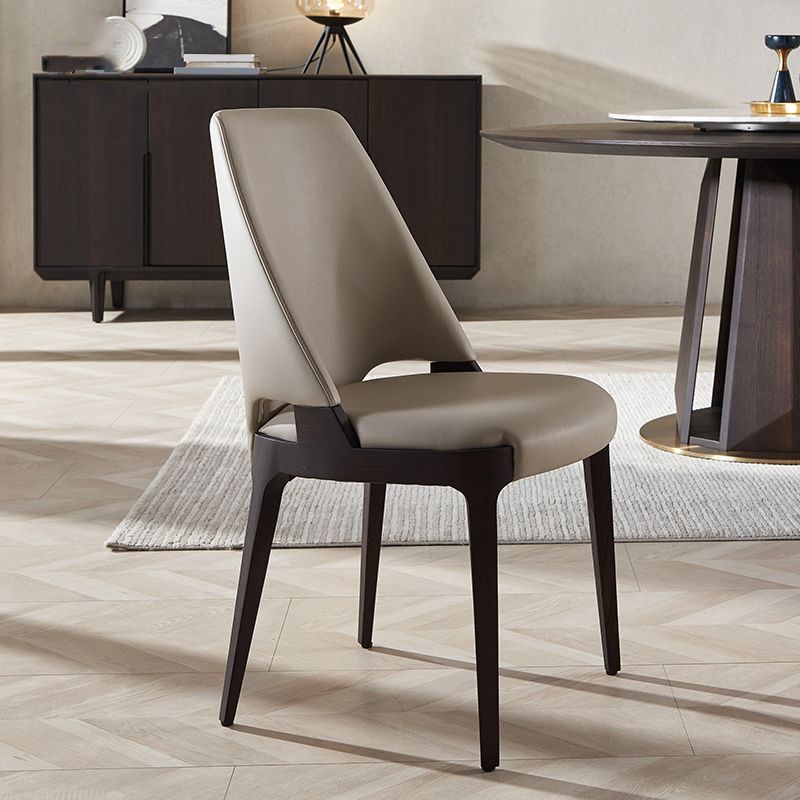 Modern Style Leather Solid Wood Frame Dining Side Chair for Dining Room