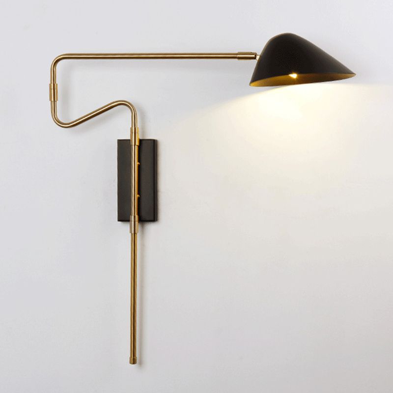 Modern Wall Sconce Geometric Shape Wall Light with Metal Shade for Bedroom in Black