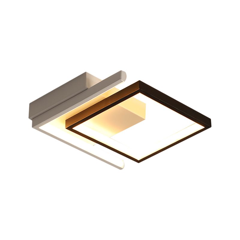 Metallisch Geometrisch Bündig Montierte Lampe Zeitgenössische LED Schwarz Deckenleuchte
