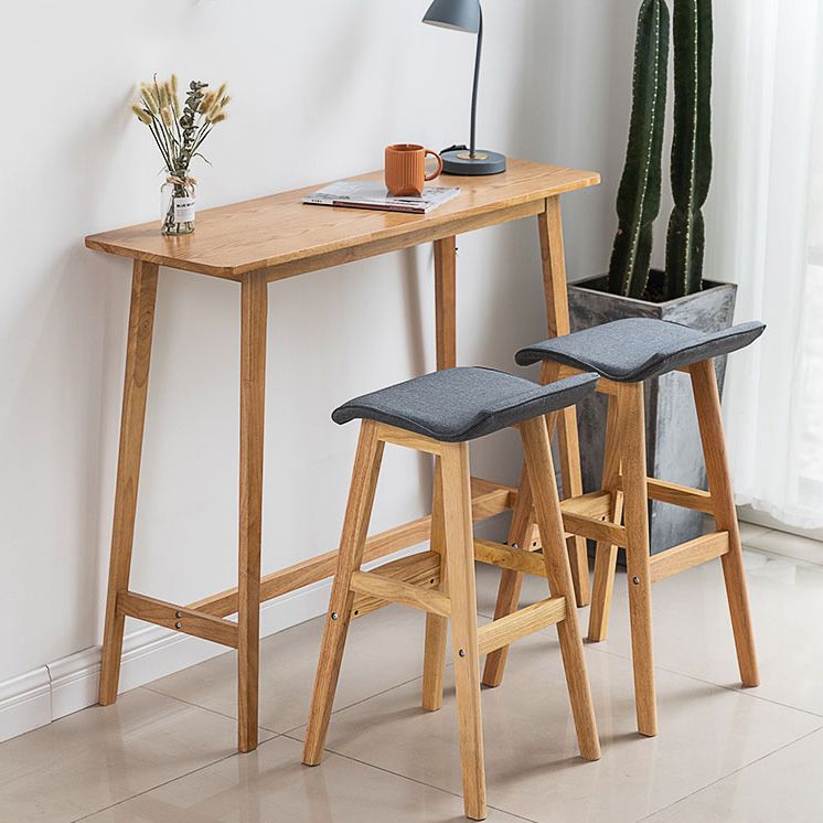 Modern Rectangle Fixed Bar Table Solid Wood Counter Height Bar Dining Table