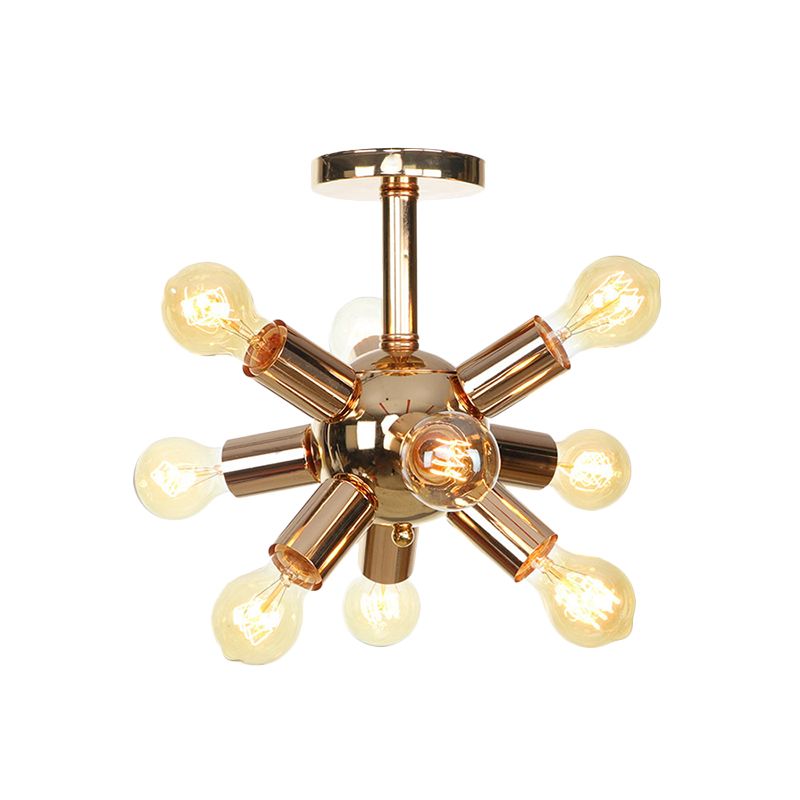 Chroom/gouden Sputnik semi-inbouw vintage ijzer 6/9/12 lichten restaurant verzonken plafondlamp armatuur
