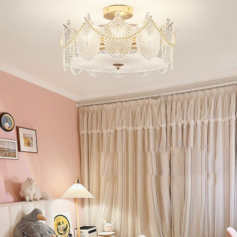Contemporary Flush Mount Light Simple Flush Mount Ceiling Light Fixture with Glass Shade