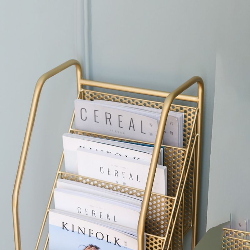 Modern Style Vertical Metal Bookshelf Closed Back Bookcase with Shelves