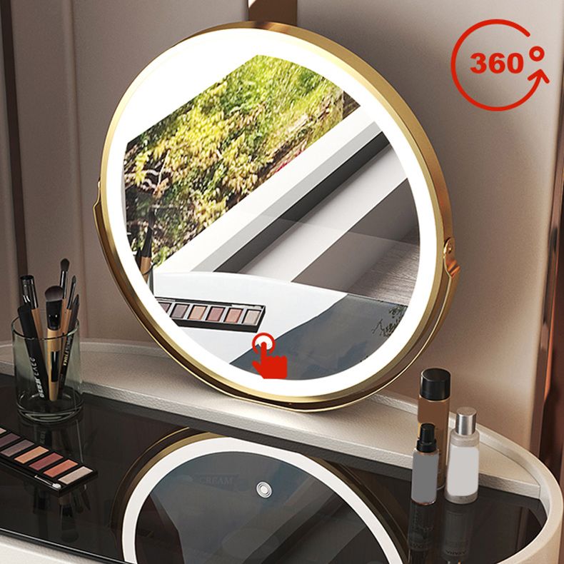 Mirrored Glass Makeup Counter Lighted Mirror Vanity Dressing Table with Drawer