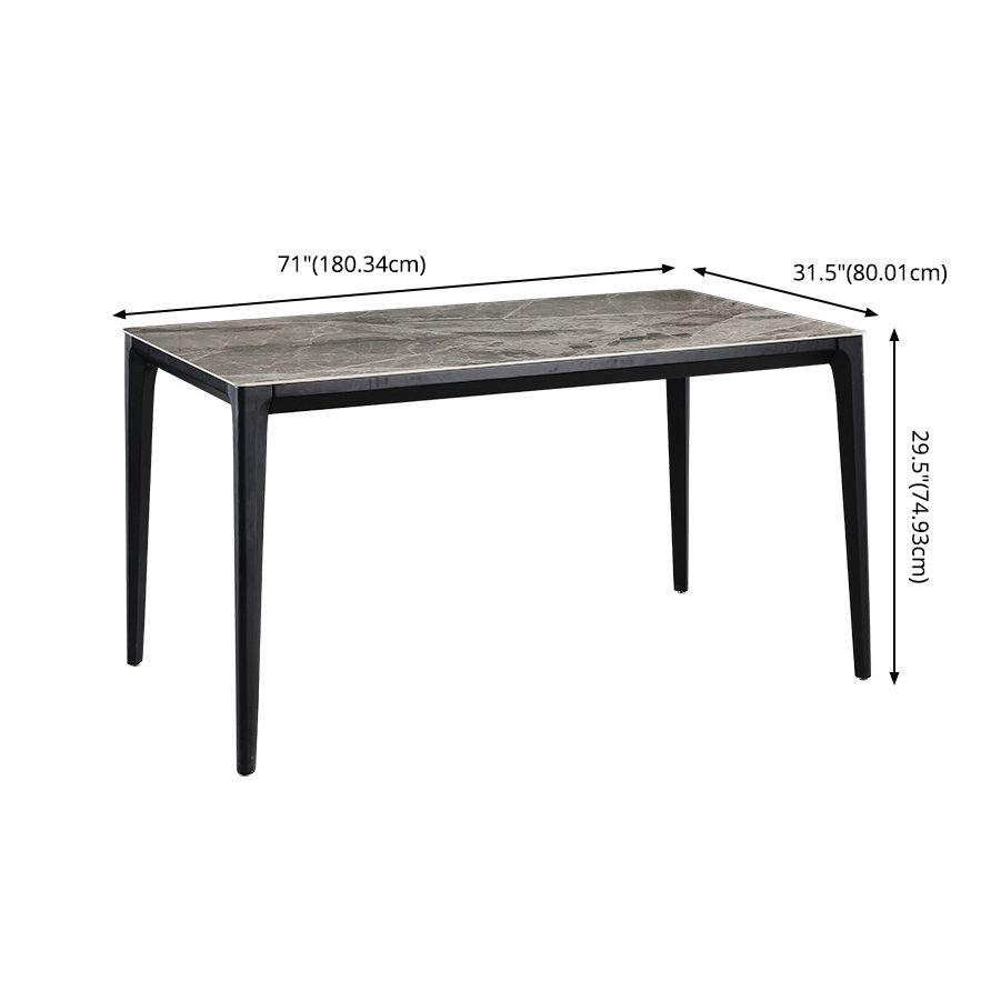 Minimalist Sintered Stone Table Set with Rectangular Table and Upholstered Chairs