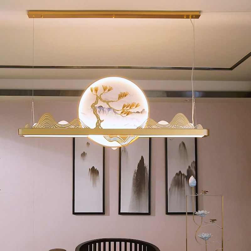 Lineair eilandhanger leidde Chinees modern plafond hanglampje voor eetkamer