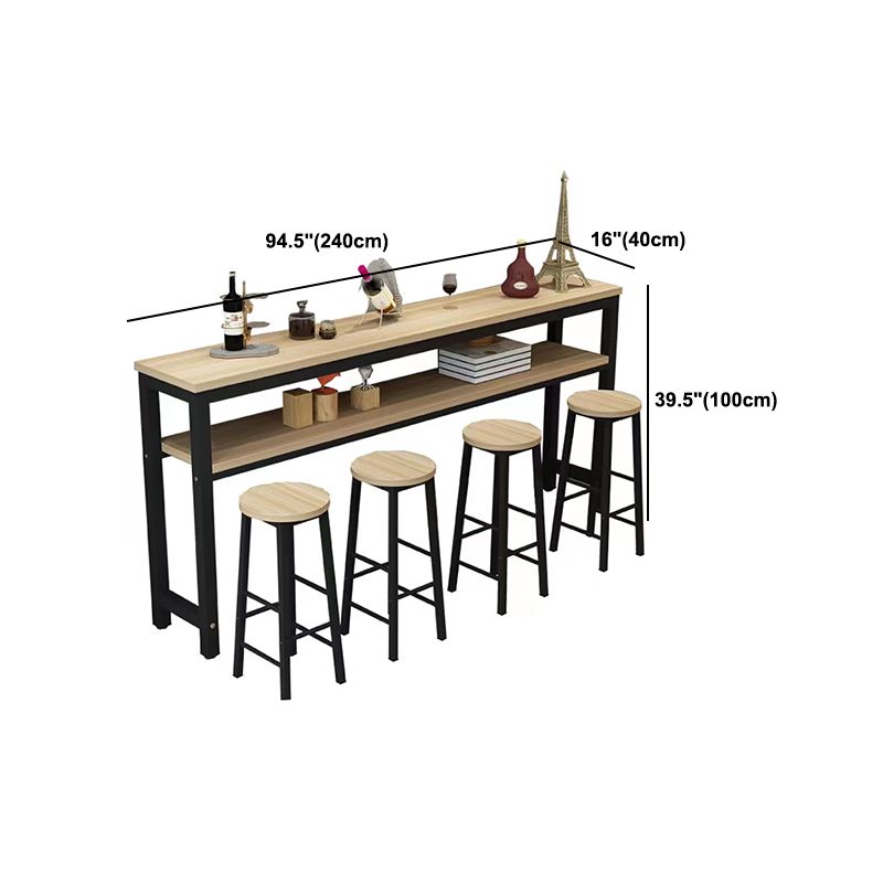 Metal and Wood Rectangular Table Modern Minimalist Home Bar Table
