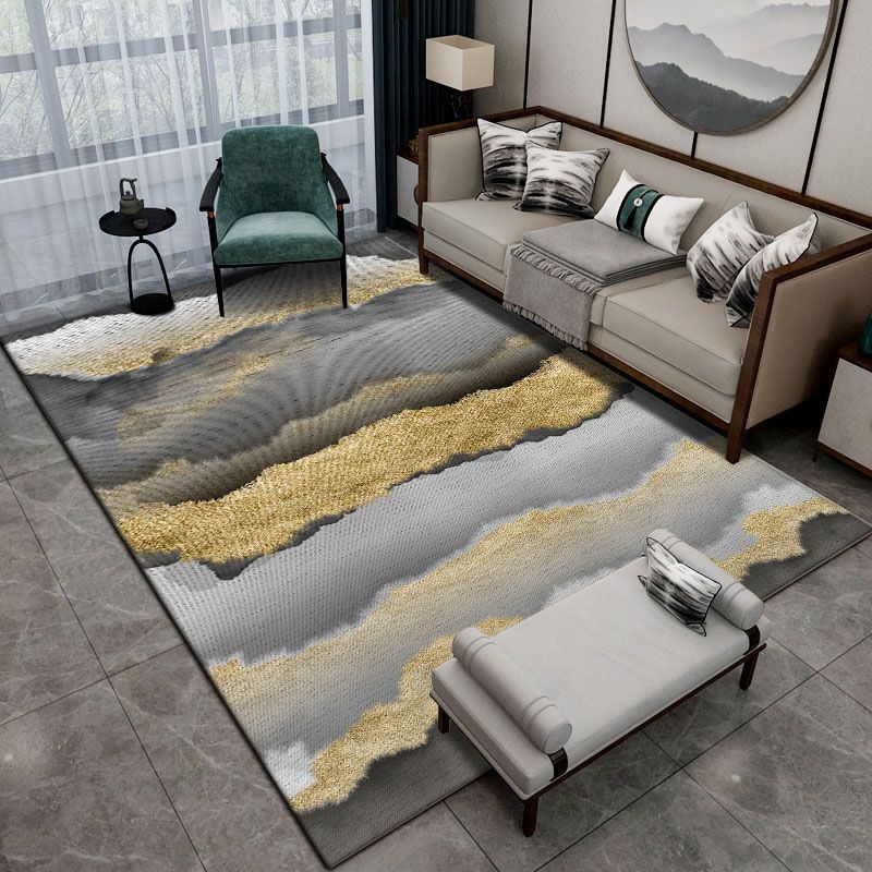 Dark Red Graphic Carpet Polyester Modern Carpet Stain Resistant Carpet for Living Room