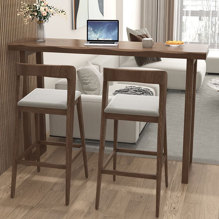 Modern Indoor Rectangle Solid Wood Sled Bar Dining Table in Brown