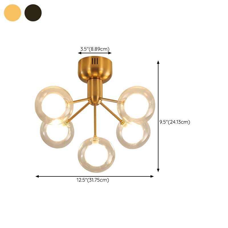 Sputnik Ceiling Lighting Contemporary 5-Light Semi Flush Mount for Hallway