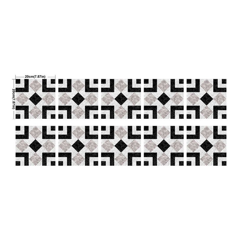 Grey-Black Modern Peel Wallpaper Panels 10 Pcs Symmetric Marble Wall Art for Home