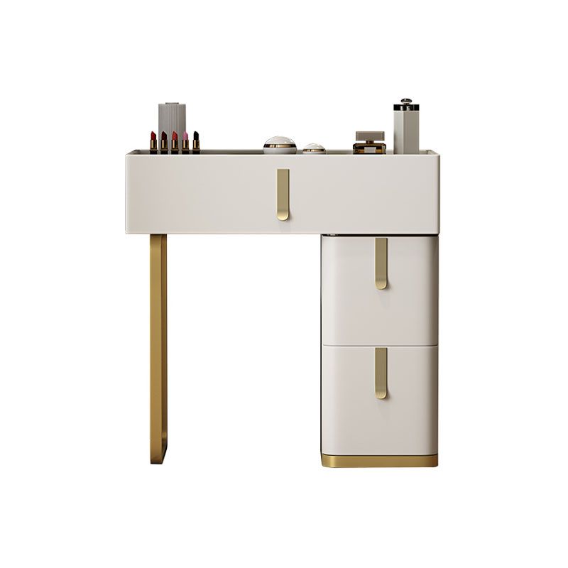 Glam Glass Top Vanity Dressing Table Set 3-Drawer Make-up Vanity