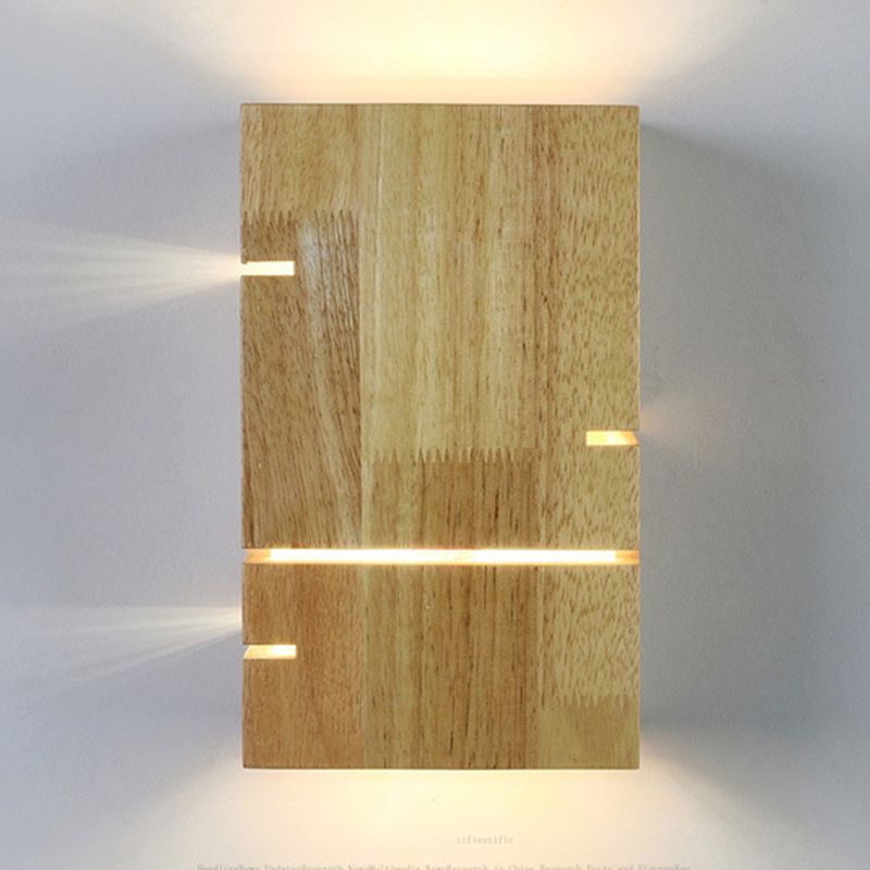 Modernism Beige Finish Single Wall Mounted Sconce LED Wall Light with Wood