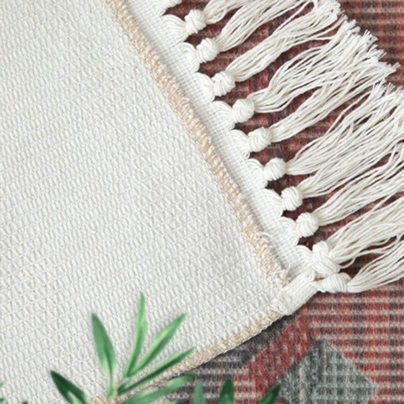 Tapis de décoration de décoration de maison marocaine multi-couleurs multi-couleurs Tottem en coton Mélange de coton facile à cuire en soins avec frange