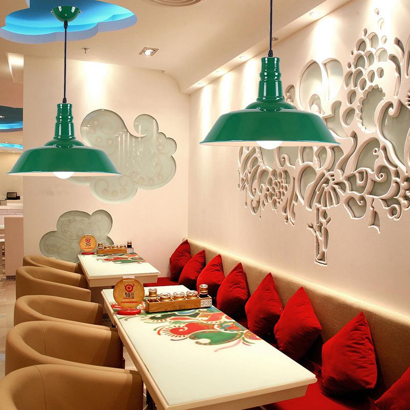 Modern Industrial Barn Shade Hanging Light, Macaron Metal 1-Light Pendant Lighting