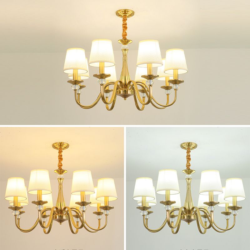 Barrel Chandelier Lighting Fixtures Traditional Suspension Light with Fabric Shade for Living Room