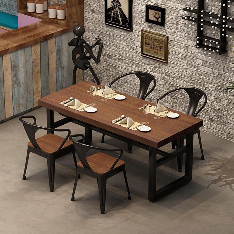 Industrial 1/3/5/7 Pieces Dining Set Rectangle Wood Dining Table for Cafe