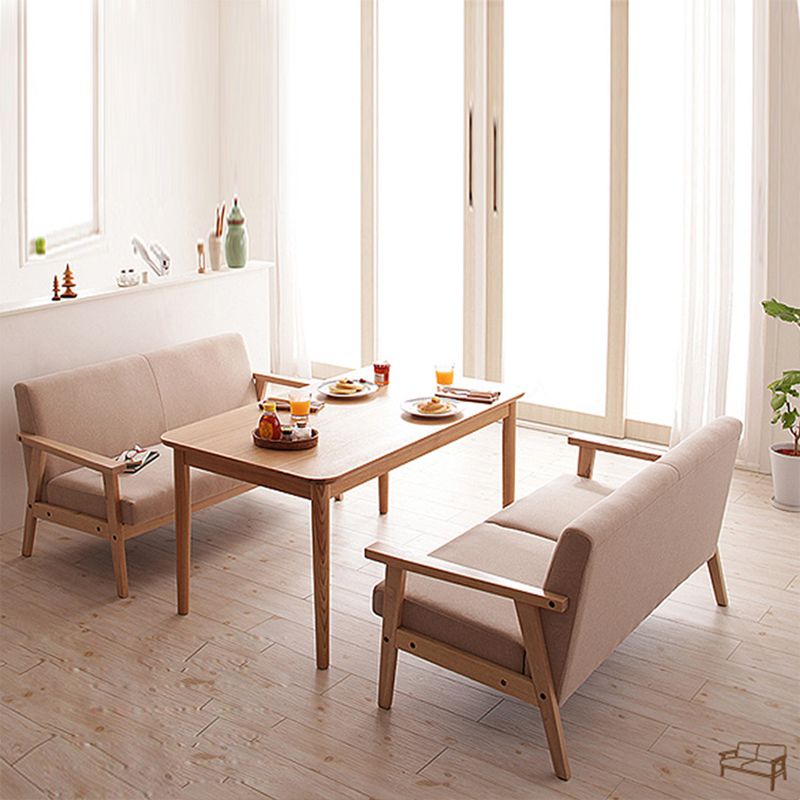 Solid Wood Solid Color Sofa Stationary Sewn Pillow Back Settee for Living Room