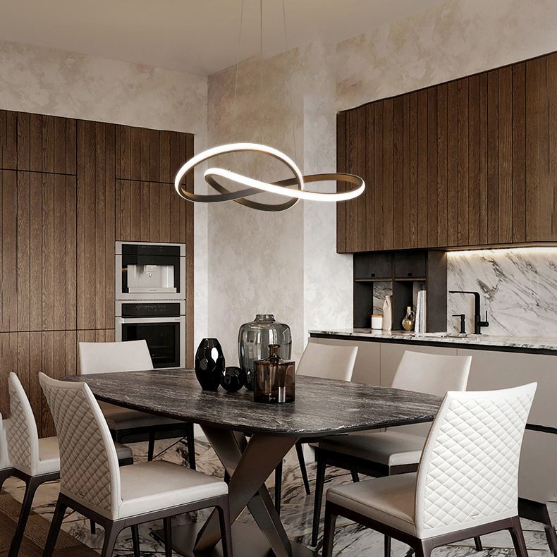 Modern Simplicity Seamless Curves Chandelier Lamp Aluminum Hanging Pendant Lights for Restaurant