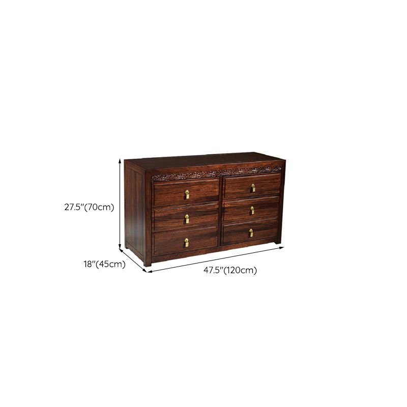 Mid-Century Modern Solid Wood Chest 27.56" Tall 6 - Drawer Accent Chest