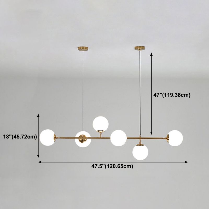 Nordic Glass Island Light 47,5 "Ciondolo isola 6 luci per il ristorante