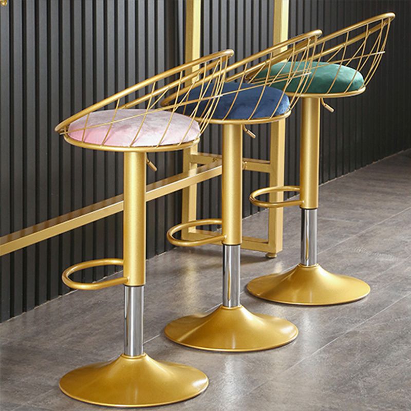 Taburete de bar ajustable Glam, taburete de bar con respaldo y reposapiés y giratorio