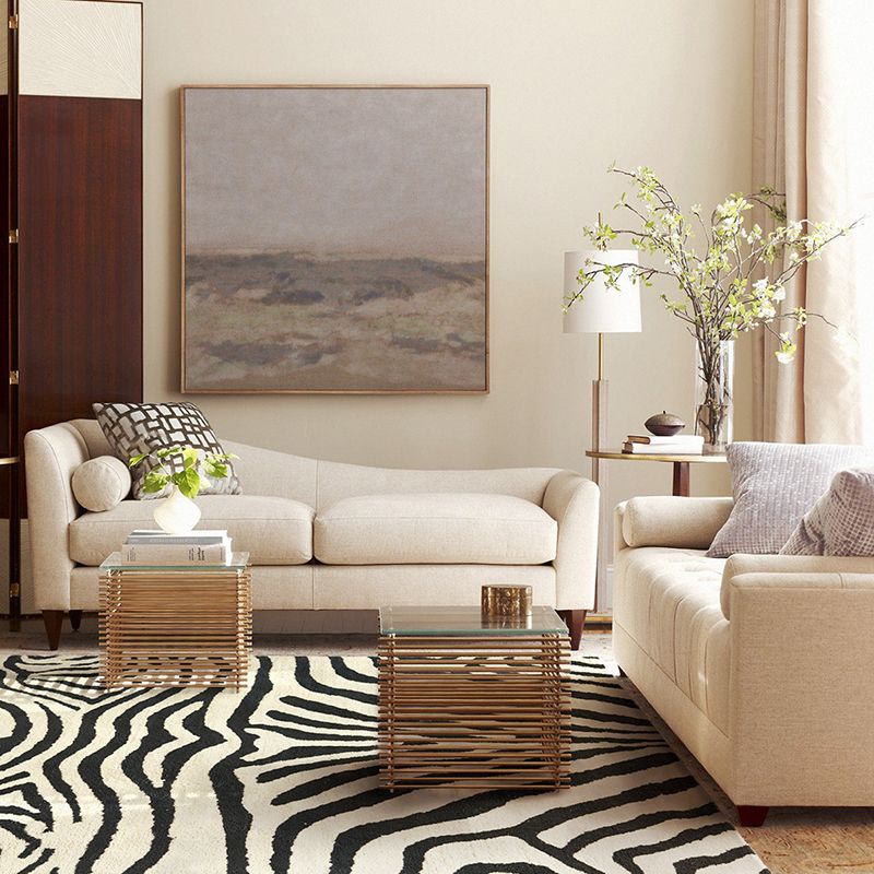 Black Zebra Stripe Rug Polyester Casual Rug Non-Slip Backing Rug for Home Decor