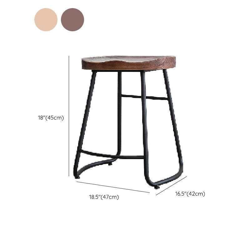 Contemporary Style Solid Wood Counter Stool Saddle Seat Bar Stool with Footrest