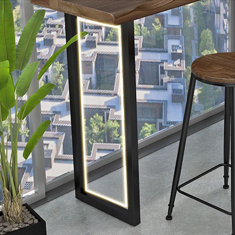Modern Bar Dining Table Indoor Rectangle Wood Bar Table Sled Base in Black