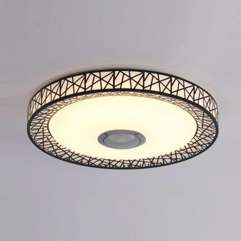 Round Shape LED Intelligent Ceiling Lamp Modern Iron 1 Light Flush Mount for Bedroom