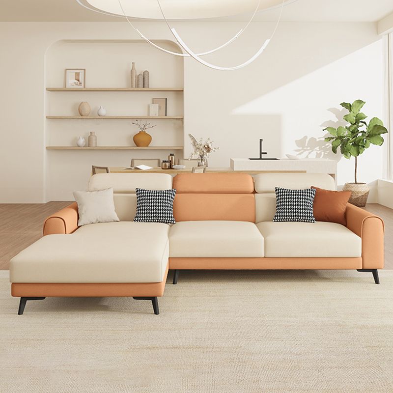 Contemporary Stain-Resistant Cream White Square Arm Faux Leather Sofa