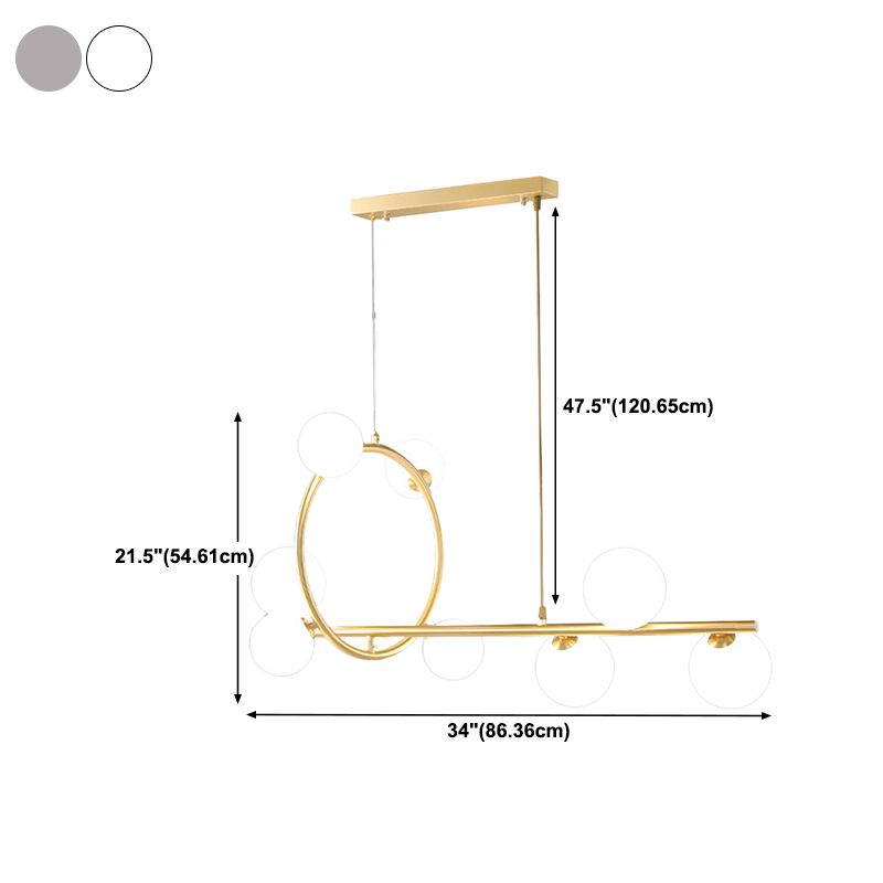 Modern Creative Style Hanging Lamp Gold Glass Island Light Fixture for Dining Room