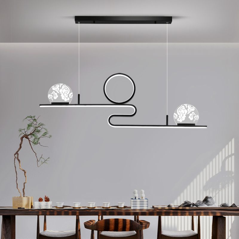 Luces de isla de forma lineal de estilo moderno metal de metal accesorios de iluminación colgante de 4 luces