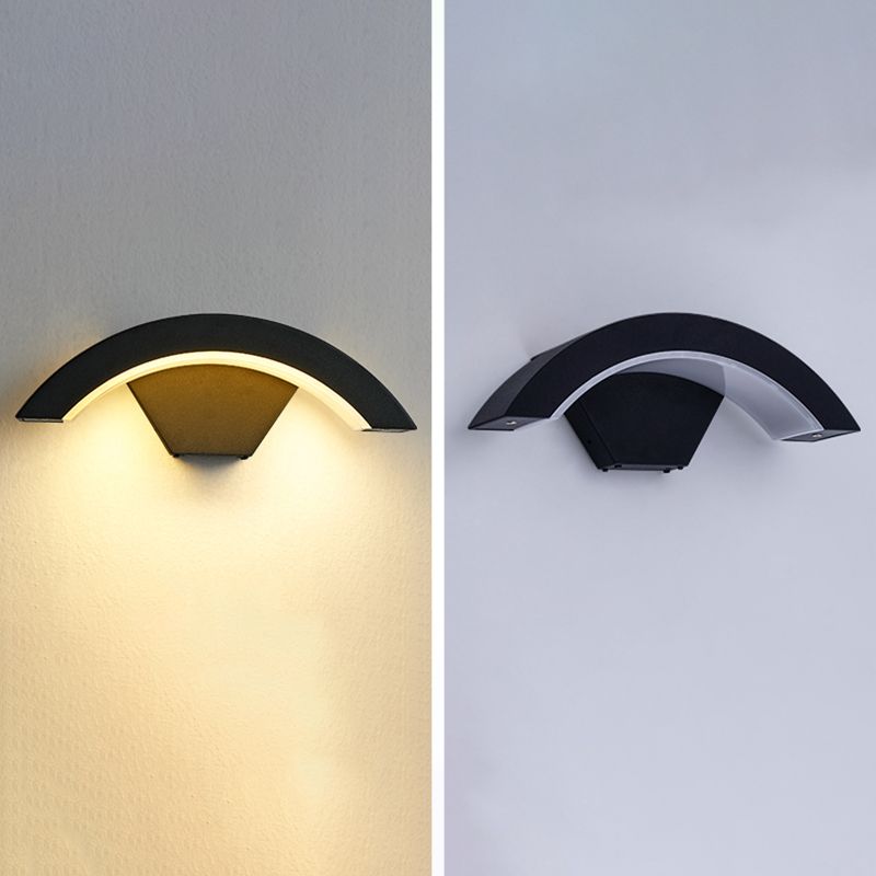 Modern Metal Wall Sconce Arc Shape Wall Light with Acrylic Shade for Courtyard