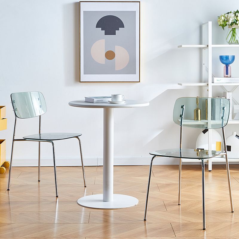 Silla de comedor moderna de metal para interiores y exteriores, silla lateral apilable sin brazos para el hogar