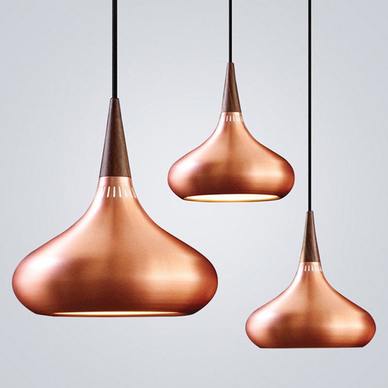 Lampada a sospensione camera da letto moderna kit di luce appesa in rame con lacrime in metallo