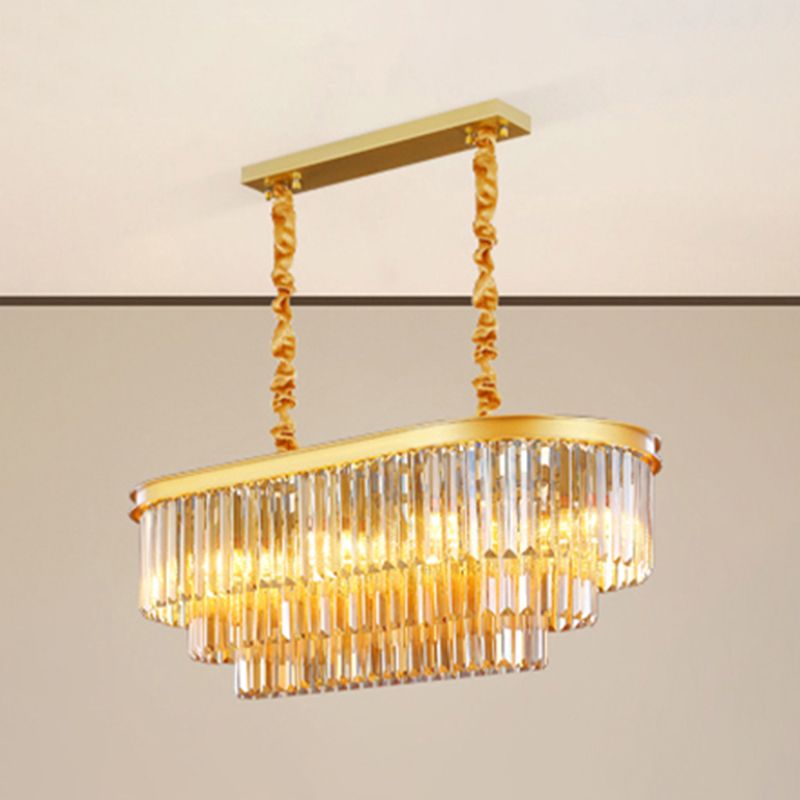 Linear Indoor Island Lighting in Modern Style Crystal Pendant Lighting