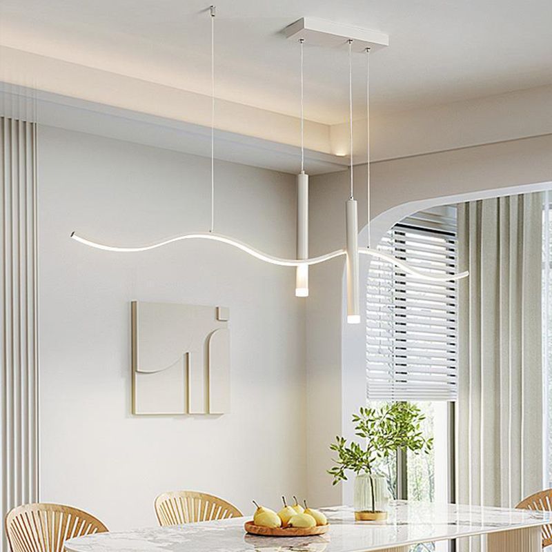 White Ceiling Light LED Contemporary Kitchen Island Lighting for Dining Room