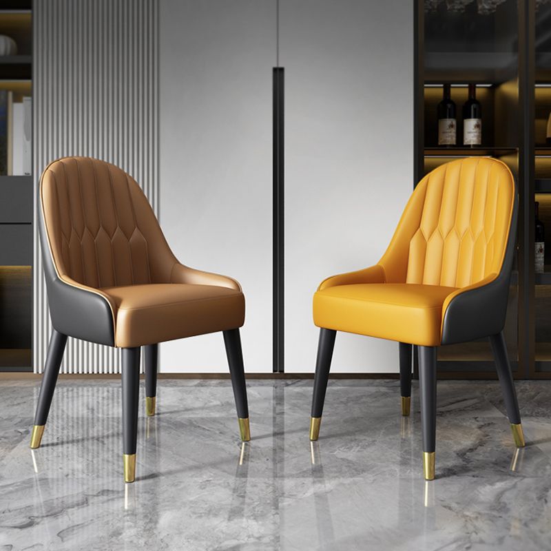 Silla de comedor de estilo nórdico, silla Parsons con brazo de metal para cocina